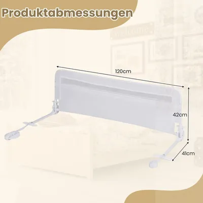 Obrázek produktu pro Skládací zábrana pro dětskou postýlku, 120 cm, snímatelný potah