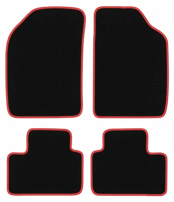 Produktbild von Velours-Fußmatten für Lancia Ypsilon I 1996-2003 (Schrägheck) – 4-tlg, Schwarz/Rot, passgenau – Wielganizator CARLUX