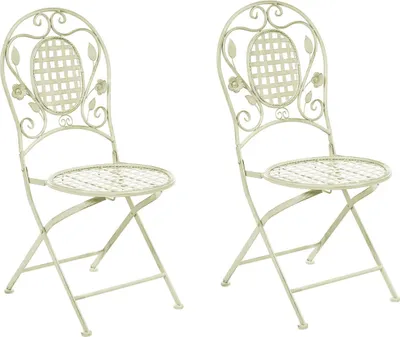 Produktbild von BELIANI Gartenstuhl Hellgrün Metall 2er Set zusammenklappbar Balkon Terrasse Garten romantisch