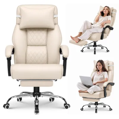Productafbeelding van GTPLAYER Gaming stoel met voetsteun, multifunctioneel, kunstleer, draagvermogen 130 kg. Ergonomische bureaustoel met hoofdkussen, verstelbare rugleuning (90°-135°), zithoogte 53 cm