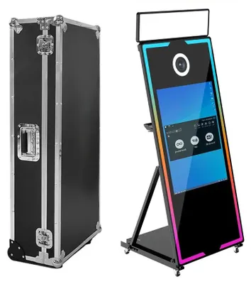 Immagine prodotto di Fotobox - Cabina fotografica con specchio magico - Portatile - Touchscreen - 165/81 cm - Supporto per fotocamera - Controllo automatico del flash - Testa sferica