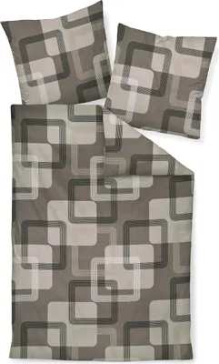 A bedding set including a duvet cover and two pillowcases, laid out flat.