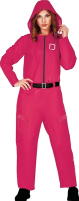 Obrázok produktu pre Filmový karnevalový kostým Jednodielny kostým s kapucňou Vrecká na zips Praktický elegantný nápaditý kostým na karneval, Veľkosť: 42 - 44 (L) Farba: ružová