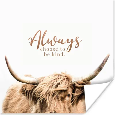 Produktbild von MuchoWow® Poster Schottischer Highlander - Sprichwörter - Tier 50x50 cm - Wohnzimmerdekoration