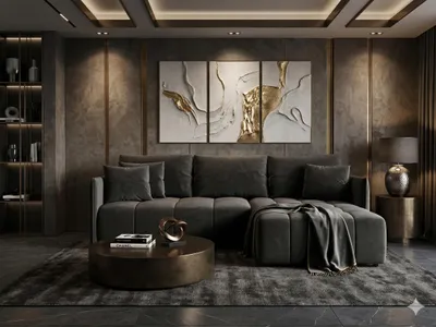 Image de Canapé d’angle CHICAGO droit graphite velours Monolith 95 - fonction couchage, coffre de rangement pour la literie