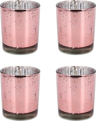 Teelichthalter Glas 6x7,2cm rosegold 4er Set