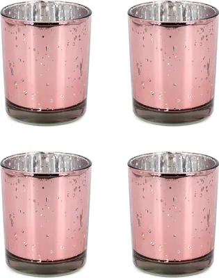 Produktbild von Teelichthalter Glas 6x7,2cm rosegold 4er Set