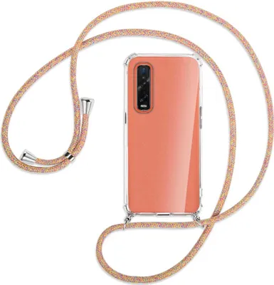 Produktbild von Handykette Backcover-Schutzhülle mit Band (Metall silberfarben) für Oppo Find X2 Pro - Rainbow