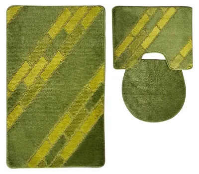 Produktbild von 3 tlg Badematte Badezimmerteppich Badteppich Set #17 GRÜN