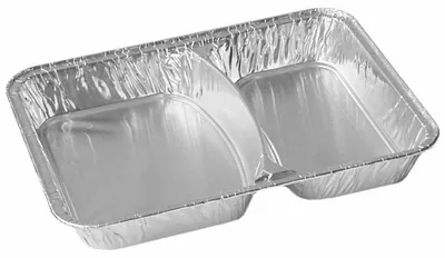 Produktbild von 100x Alu-Menüschalen Aluschalen 2-geteilt  810 ml 227 x 177 x 30 mm