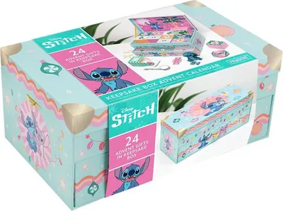A Lilo & Stitch themed advent calendar keepsake box with Stitch and Angel characters.