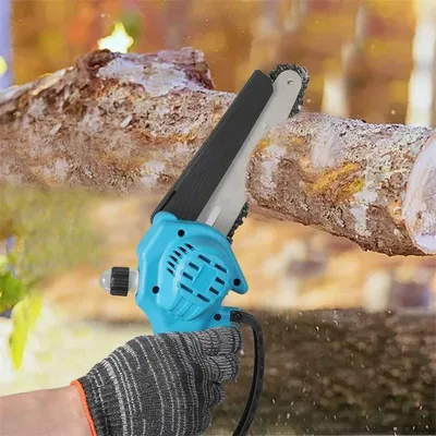 Image de Mini-scie à chaîne - Scie sauteuse sans fil - 550 W - Lame de 15 cm - Portative - Lubrification automatique de la chaîne - Sans batterie