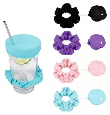 Getränkeschutz Scrunchies, 4 Stück, Anti-Spike, wiederverwendbar