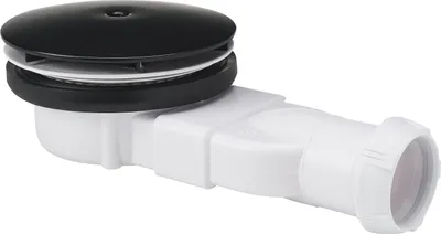Image de Siphon de douche mince et bas 90 mm, champignon noir