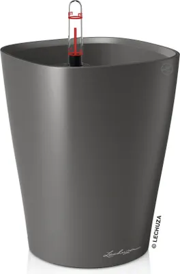Produktbild von LECHUZA-Pflanzgefäß DELTINI Premium Anthrazit Metallic | Tischgefäß mit Bewässerungssystem | Metallic-Oberfläche | 15 x 15 x 19 cm | 14903