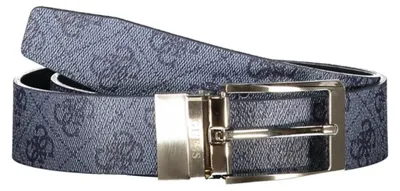Produktbild von Herren Ledergürtel Blau/Schwarz - Wendbar mit Metallschnalle und Logo