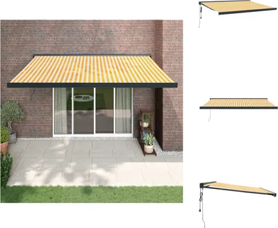 Produktbild von vidaXL Markise Einziehbar Gelb und Weiß 4,5x3 m Stoff und Aluminium -  Markisen