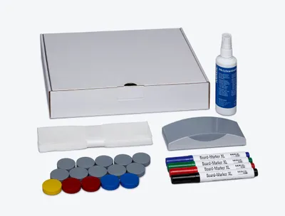 Obrázok produktu pre Jakob Maul GmbH Whiteboard Zubehoer-Set Karton inkl. 4 Boardmarkern Tafelwischer Reiniger 15