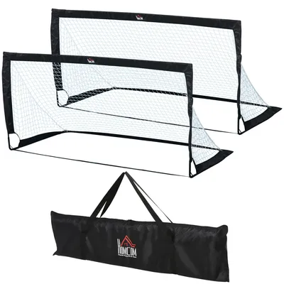 Immagine prodotto di HOMCOM Set di 2 porte da calcio con rete, mini porte pieghevoli in acciaio, 186x90x89 cm
