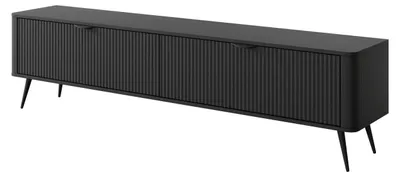 Produktbild von Lowboard TV-Schrank FLORE 200 cm Schwarz Geriffelt Modern