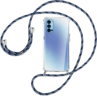 Produktbild von Handykette Backcover-Schutzhülle mit Band (Metall silberfarben) für Oppo Reno5 4G/5G - Blautöne