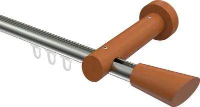 Produktbild von Interdeco Innenlaufstange / Gardinenstange mit Innenlauf Edelstahl-Optik / Kirschbaum lackiert, Typ Talent Bero (Konus Schräge), 20 mm Ø 1-läufig, 120 cm