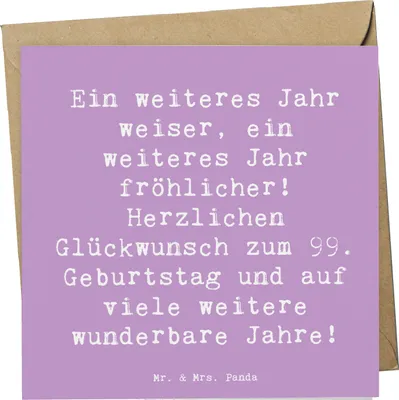 Produktbild von Mr. & Mrs. Panda Deluxe Karte Spruch 99. Geburtstag Freude - Lavendeltraum - Geschenk, Glückwunschkarte, Herzlichen Glückwunsch, anlasskarte, Alter, Klappkarte, faltkarte