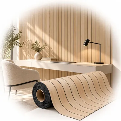 Produktbild von Schaumtapete Selbstklebende Dekor Lamellen - Rolle – Holzoptik - PE-Schaum + PVC-Laminat, Holzimitat (1 Rolle), 40 x 300 cm, Stärke: 2,8 mm, 1,2m² R01, KI-generiertes Bild