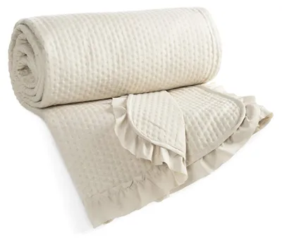 Zdjęcie produktu dla Narzuta z falbaną FALBANKA 170x210 cm beżowa pikowana