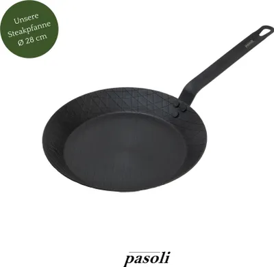 Produktbild von Unsere pasoli Steak Pfanne aus Kohlenstoffstahl, Ø28cm voreingebrannt
