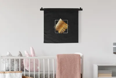 Produktbild von MuchoWow® Wandteppich Wandbehang Goldene Farbstreifen auf schwarzem Hintergrund 60x60 cm Tapisserie Dekoration Wandtuch - Dekorationen - Wand Decke