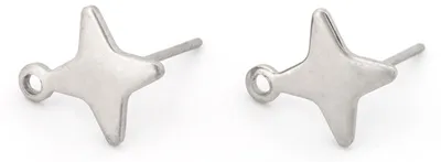 Produktbild von Vintageparts Ohrstecker Stern-Motiv 201 Edelstahl 304 Edelstahl-Stift mit Öse 13x11mm, 2 Stück