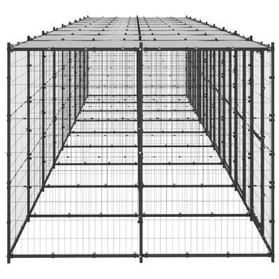 Produktbild von vidaXL Outdoor-Hundezwinger Stahl mit Überdachung 21,78 m²