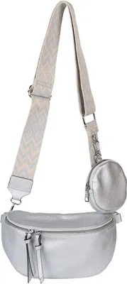 Immagine prodotto di styleBREAKER Ladies Half Moon Crossbody Shoulder Bag Set 2-Piece, tracolla con motivo a diamante Zig-Zag 02012396