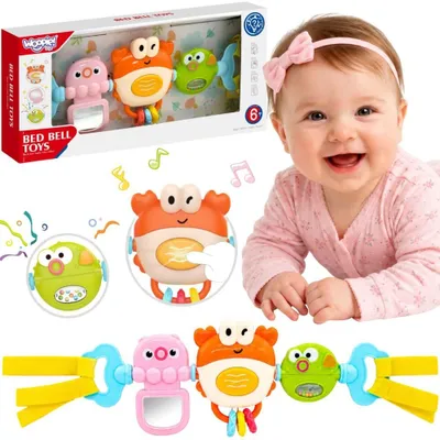 Obrázok produktu pre Woopie Detský prívesok na kočík Postieľka Senzorická hracia Krab Zrkadlo Ryba 6m