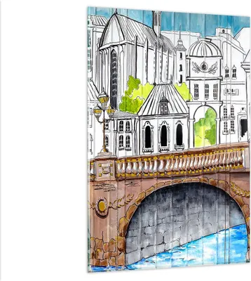 Produktbild von Bilder auf glas - Einteilig - Frankreich brücke zeichnung - 80x120cm - Glasbilder - Wandbilder - Bilder - Wanddekoration aus Glas - Glas Bilder - Wandbild auf Glas - GPA80x120-2826