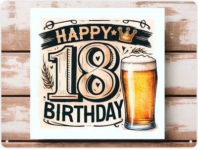 Produktbild von 18. Geburtstag Bier Metallschild XXL in 28x38 cm mit Spruch Happy Birthday 18