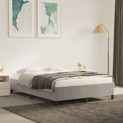 Image de Maison Exclusive - Sommier sans matelas Gris clair 140x190 cm Velours