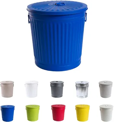 Image de Poubelle en métal moulé avec couvercle, 7 litres