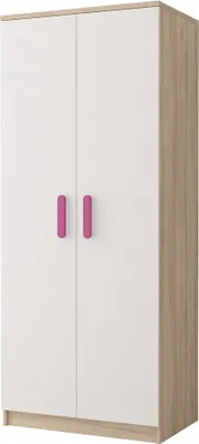 Produktbild von Drehtürenschrank Jonas II SONOMA/WEISS 2D 06 80 cm (GRIFFEN: ROSE)