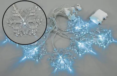 Produktbild von Lichtervorhang Schneeflocke 8er kaltweiß Batterie 6h-Timer XA11137