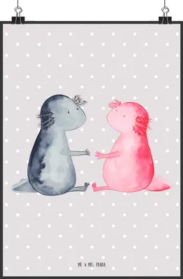 Produktbild von Mr. & Mrs. Panda Bild Axolotl Liebe DIN A0 - Grau Pastell - Geschenk, Lurch, Plakat, wanddeko, drucke, Wandbild, wandkunst, Valentinstag