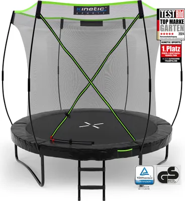 Produktbild von KINETIC SPORTS Trampolin Outdoor 'Ultimate Pro' Ø 244/305/366/427 cm – Rheinland Gartentrampolin, Kindertrampolin mit Leiter, bis zu 160 kg