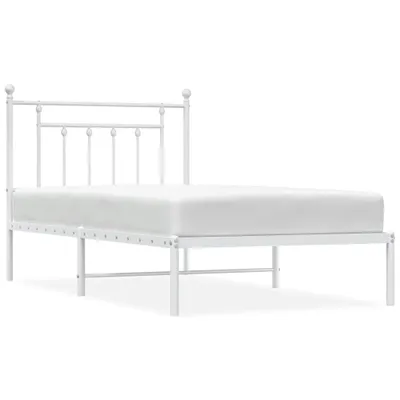 Produktbild von Bettgestell mit Kopfteil Metall Weiß 100x190 cm