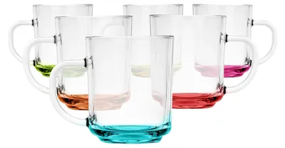 Produktbild von Glasbecher KROSNO, 230 ml, Set von 6, Trinkgläser mit farbigem Boden, spülmaschinenfest