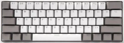 A top-down view of a compact mechanical keyboard.