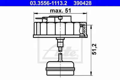 Produktbild von ATE Deckel für Bremsflüssigkeitsbehälter 03.3556-1113.2 51,2mm
