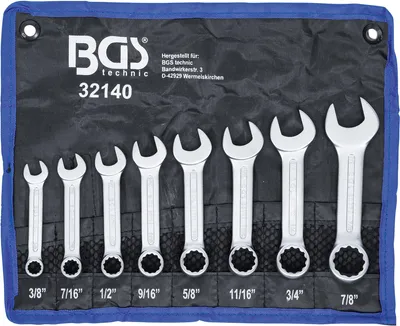 Immagine prodotto di BGS Set di chiavi combinate extra corte SW 3/8" - 7/8" 8 pezzi - 32140