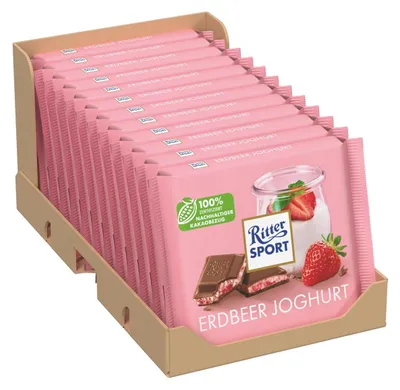 Produktbild von Ritter Sport Erdbeer Joghurt 100g | Fruchtige Schokolade mit Joghurt (12er Pack)