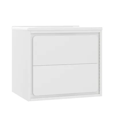 Produktbild von Flieks Waschbecken mit Unterschrank 60x46x50 cm, Badezimmerschrank wandhängend, Kommode mit LED-Radarsensor-Beleuchtung, weiß